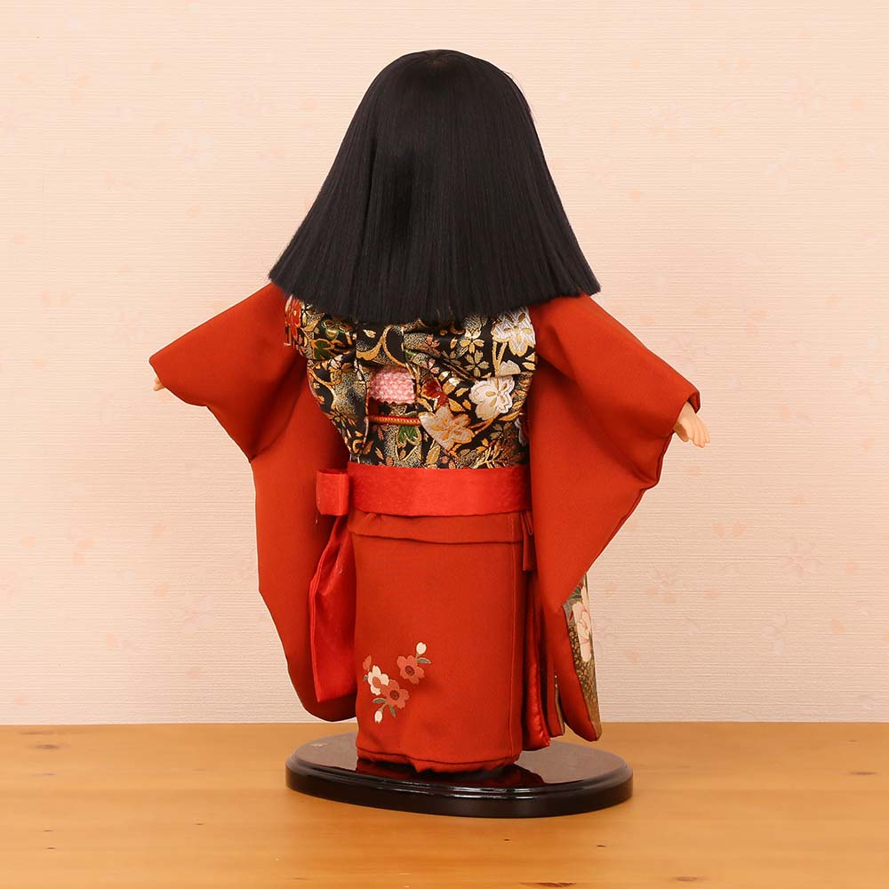 市松人形 齊藤公司作 13号 正絹金彩友禅 13h-25b-j