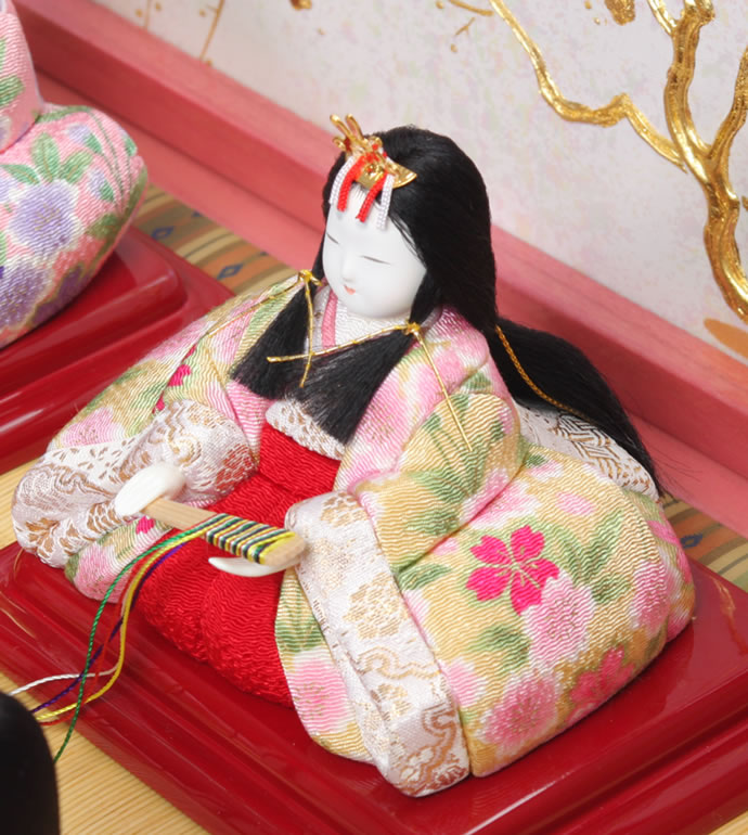 雛人形 工房天祥 収納飾り 五人飾り 一秀 限定 ピンク 横幅48cm
