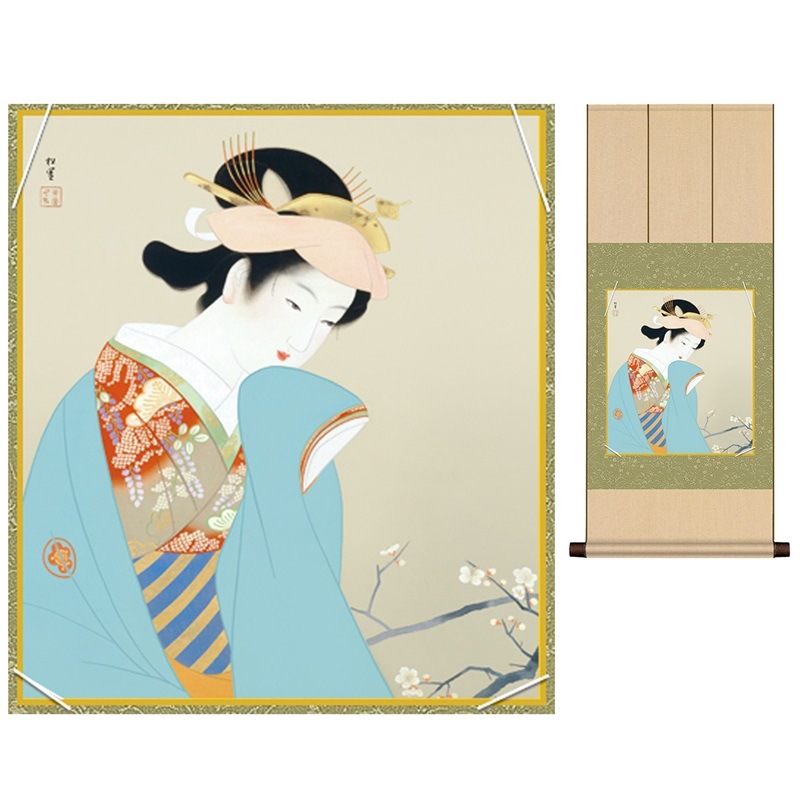 掛け軸 床の間 モダン 和風 色紙 色紙掛 セット 春芳 上村松園 八坂
