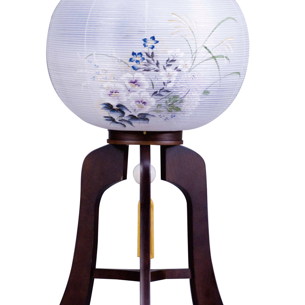 盆提灯 ウォールナット 秋風対柄 絹二重 12号H 36x92cm 極厚18mm