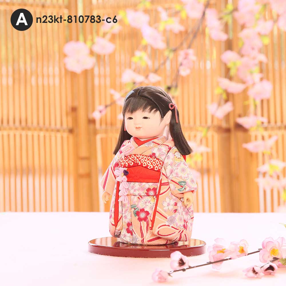 閉店につき半額　市松人形 市松人形 齊藤公司作 ミニ松810口閉じ 横幅16.5cm