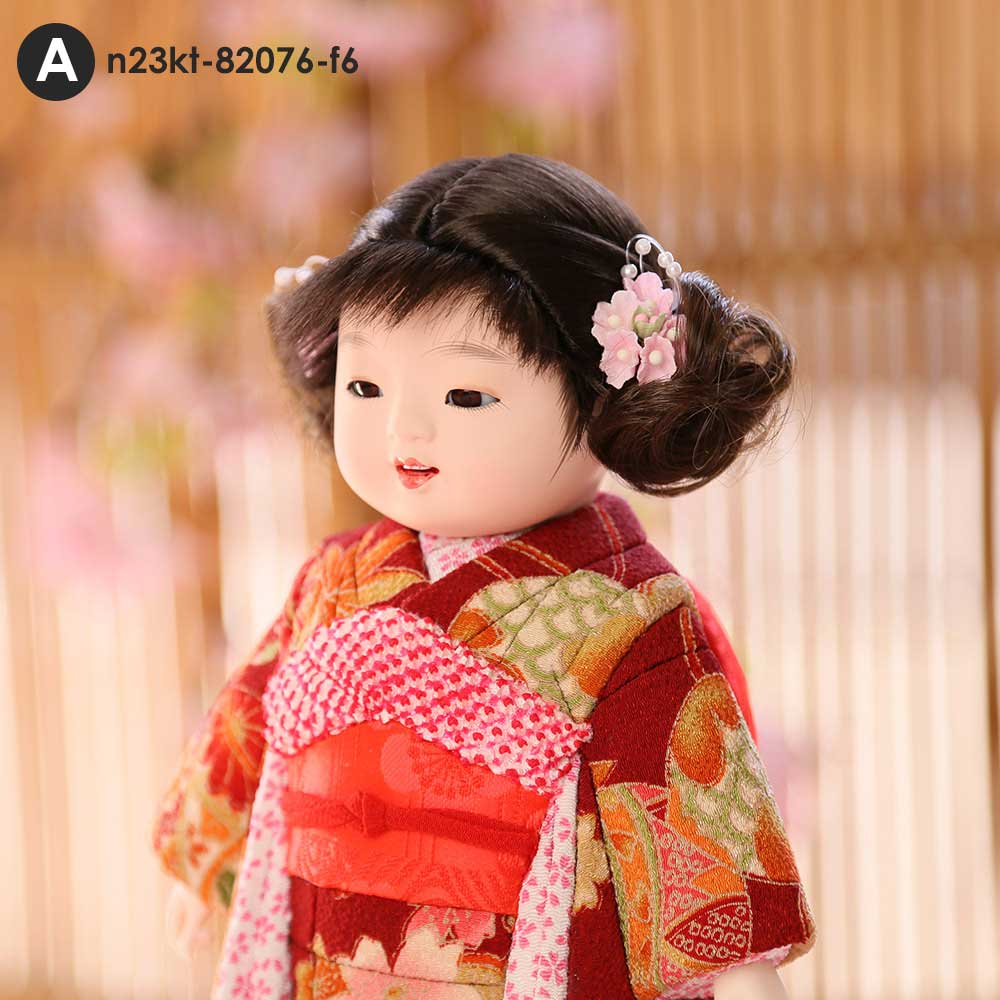 市松人形 齊藤公司作 ミニ松820口開き 横幅16.5cm