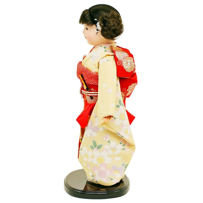 雛人形 公司 市松人形 13号 正絹仕立て 桜柄 横幅42cm