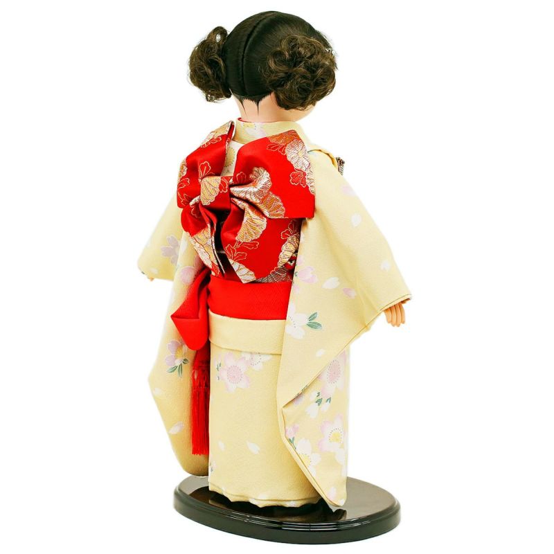 雛人形 公司 市松人形 13号 正絹仕立て 桜柄 横幅42cm