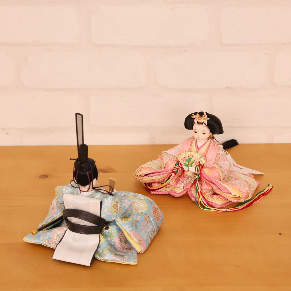 雛人形 コンパクト ひな人形 親王飾り 柳親王 ピンク 水色 かわいい