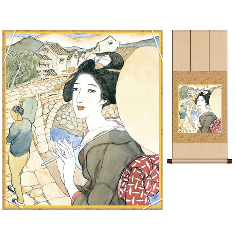 掛け軸 床の間 モダン 和風 色紙 色紙掛 セット 浮世絵 眼鏡橋