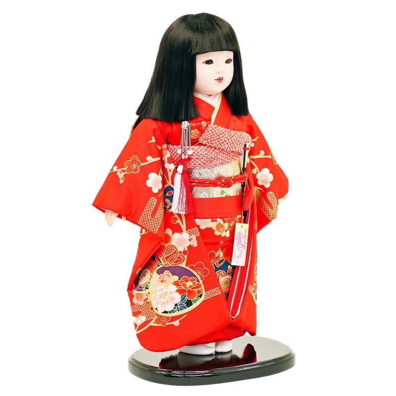 雛人形 公司 市松人形 13号 京都西陣裂 貝と花 ケース入り 横幅42cm