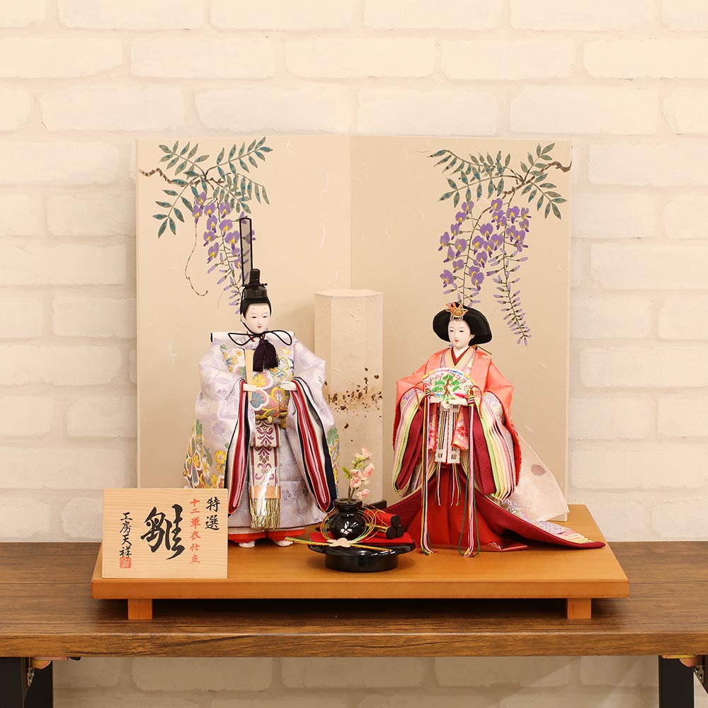 お雛様タペストリー【鞠と春光立雛】ひな祭り 親王飾り 立ち雛 雛飾り