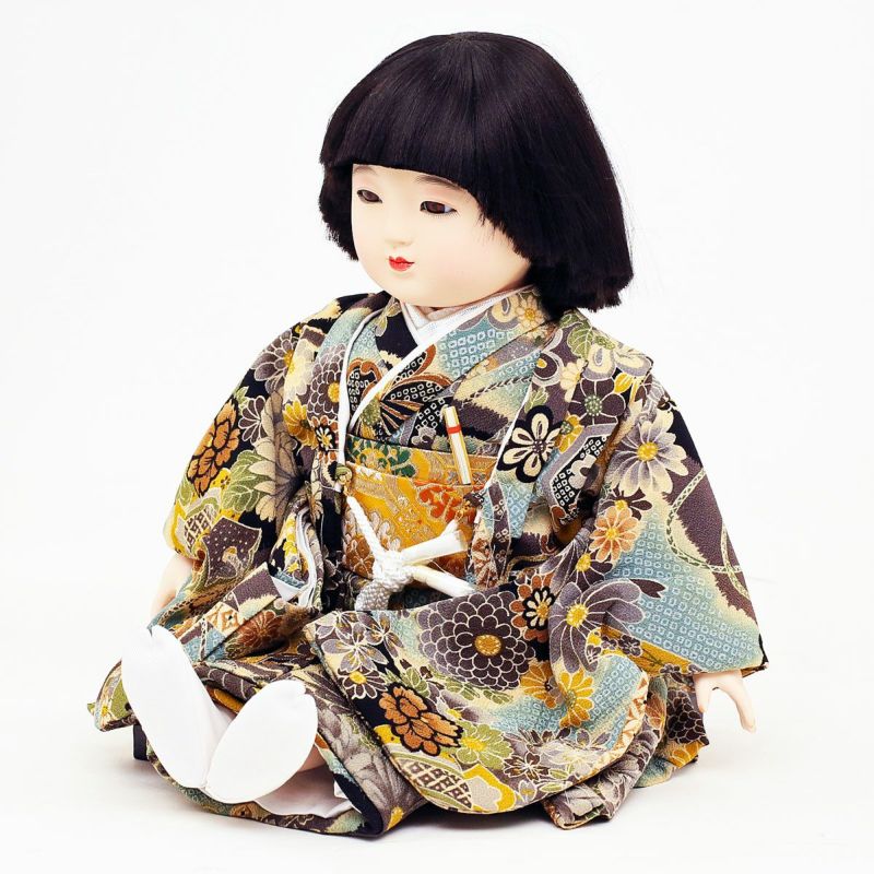 雛人形 公司 お座り市松人形 13号 男の子 古典柄 横幅30cm