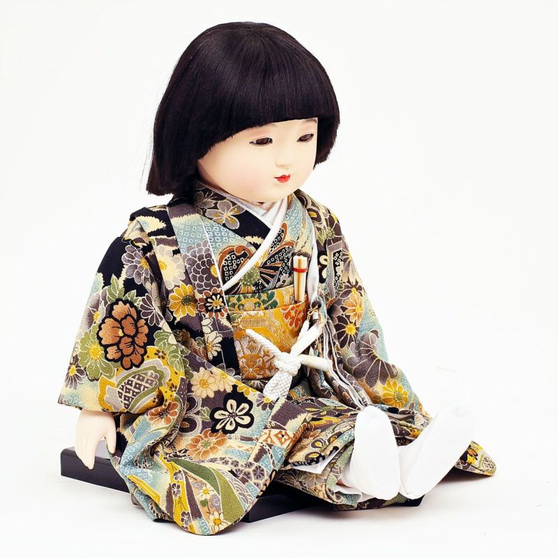 雛人形 公司 お座り市松人形 13号 男の子 古典柄 横幅30cm