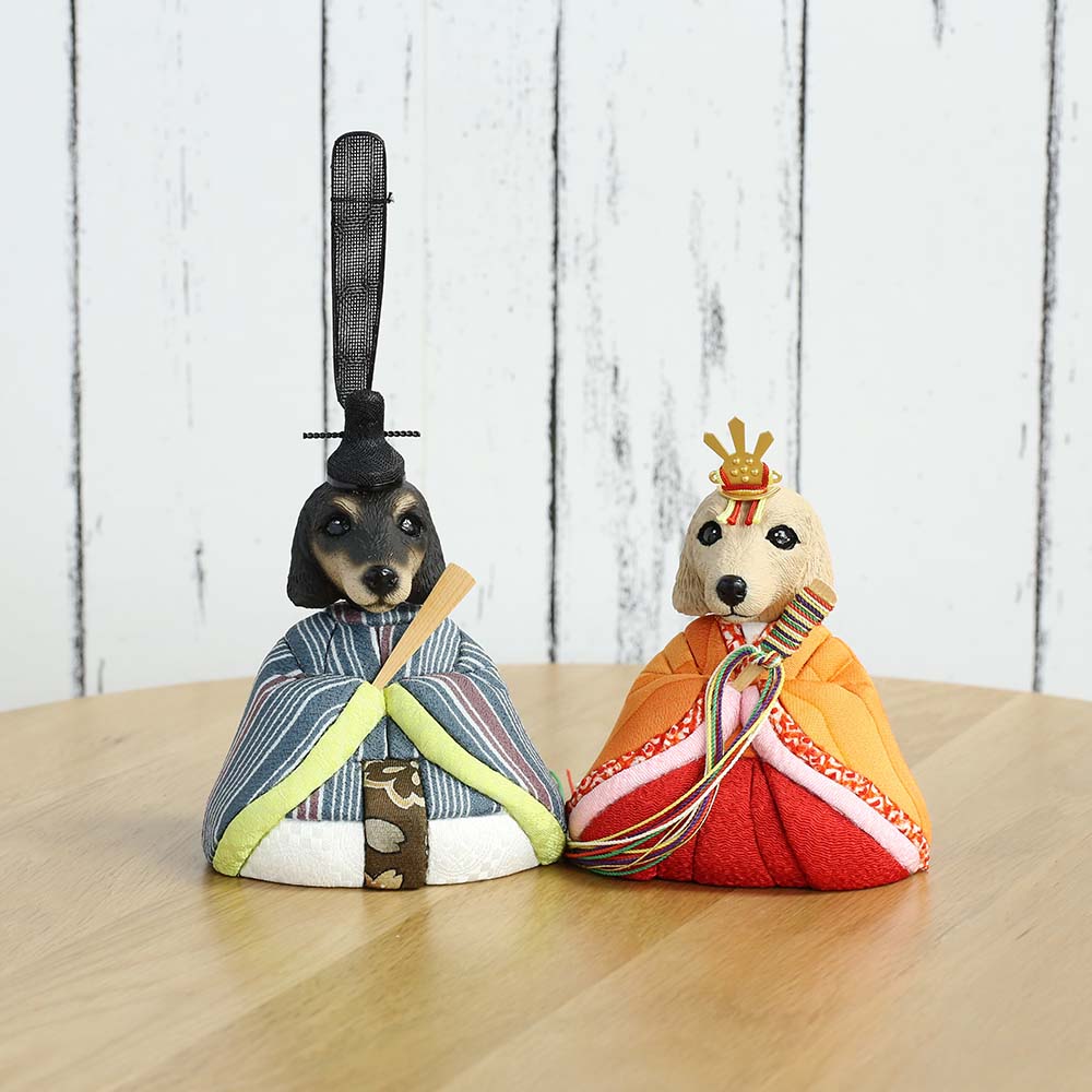 つまみ細工　ダックス雛人形　& 五月人形　2way つまみ細工 五月人形 雛人形2way つまみ細工 ダックス雛人形 & 五月