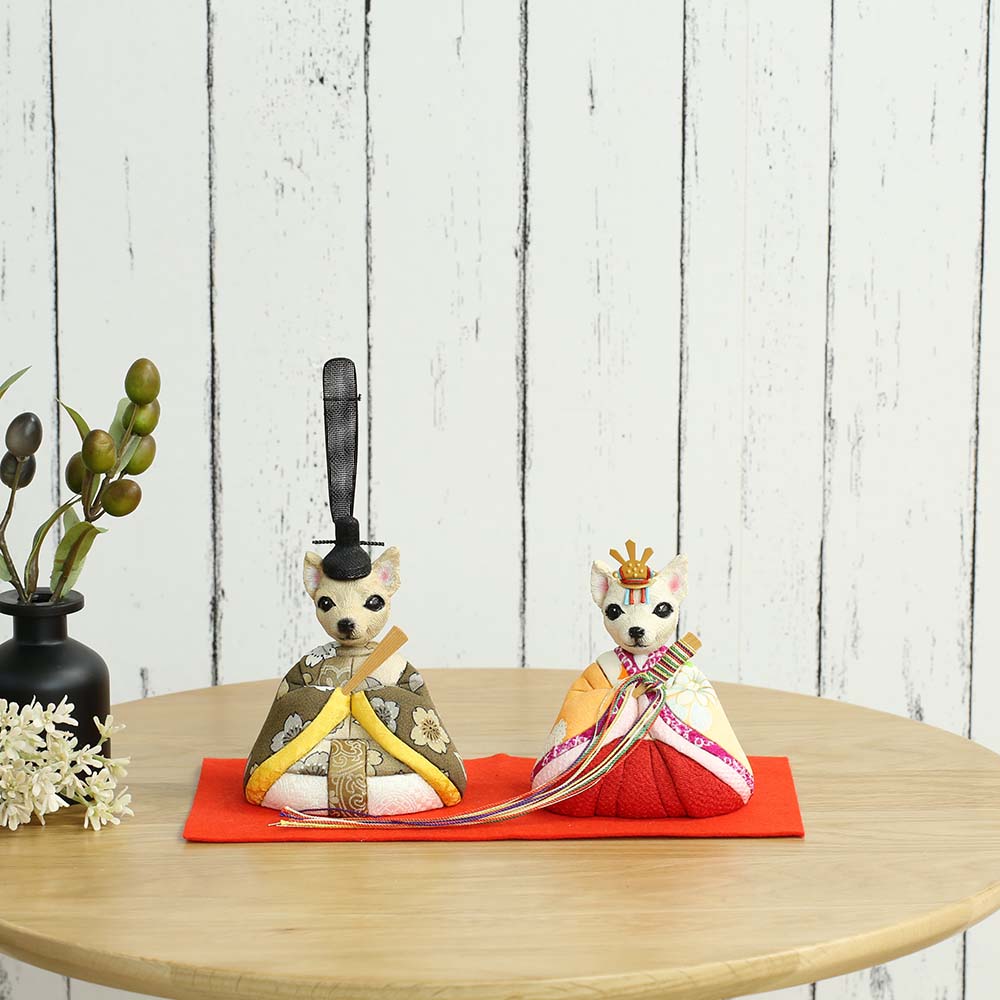 キツネのお雛様　ミニ雛 創作縮緬人形　ひな祭り　 犬筥 キツネのお雛様 ミニ雛 創作縮緬人形 ひな祭り 犬筥 季節・年中行事