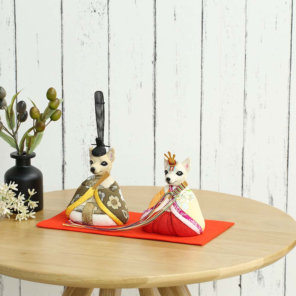 雛人形 工房天祥 犬のお雛様 大 チワワ 木目込み人形 横幅9.5cm