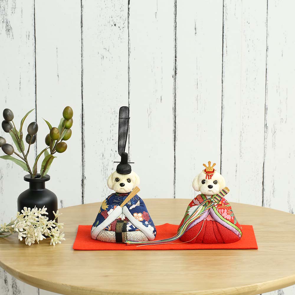 雛人形 工房天祥 犬のお雛様 大 トイプードル 横幅9.5cm