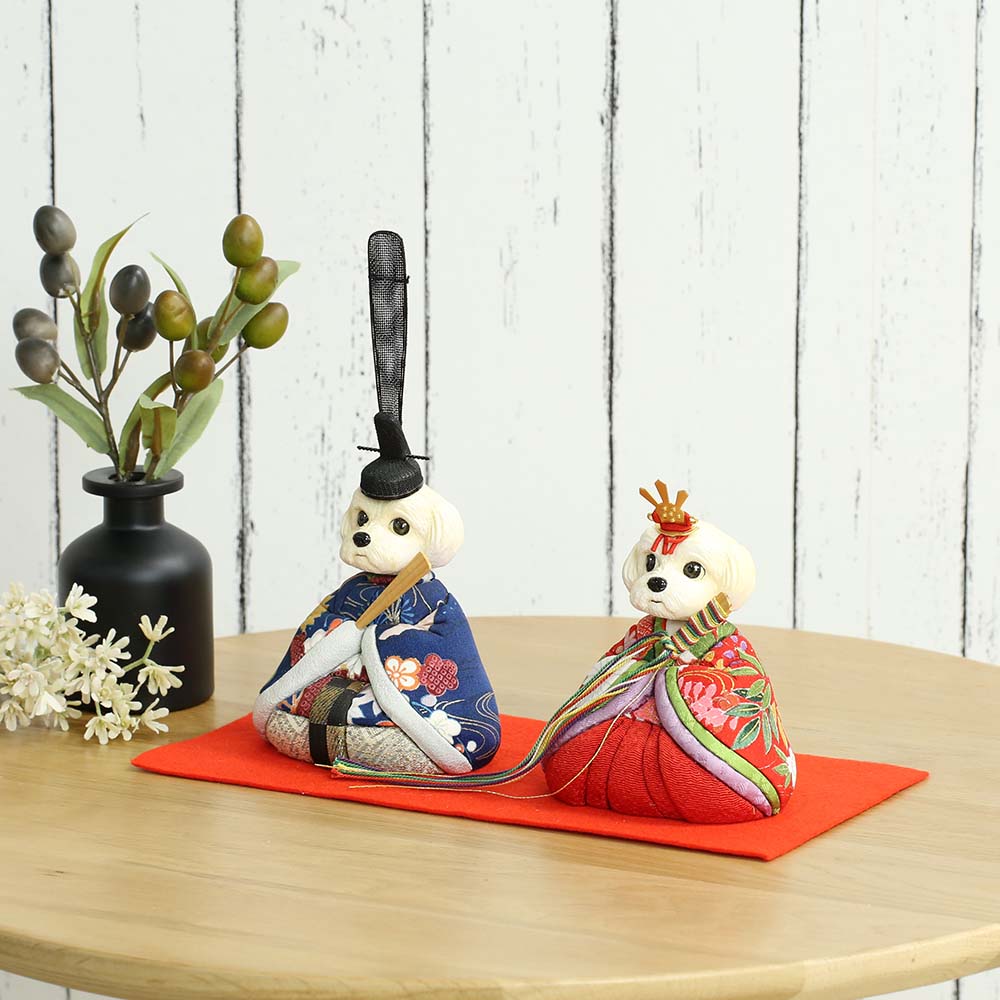 雛人形 工房天祥 犬のお雛様 大 トイプードル 横幅9.5cm