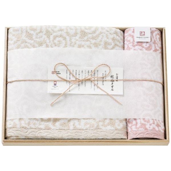 今治謹製 紋織タオル バス・ウォッシュタオルセット ピンク