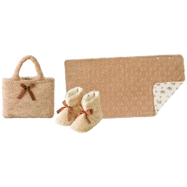 サ･ヴァ･ビアン マイクロファイバー ルームシューズ・バッグ・4ウェイケットセット ベージュ