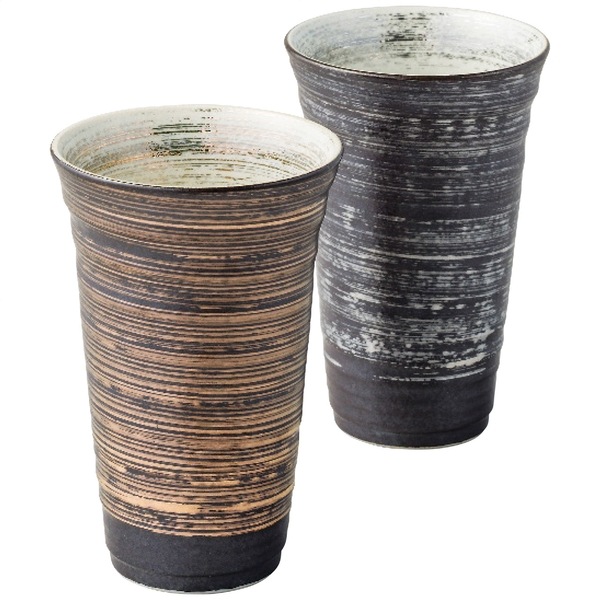 有田焼 金銀刷毛 反型ペアビアカップ(大)