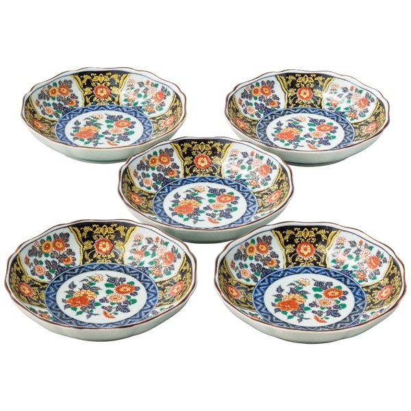 有田焼 染錦金彩紋 八角取皿揃