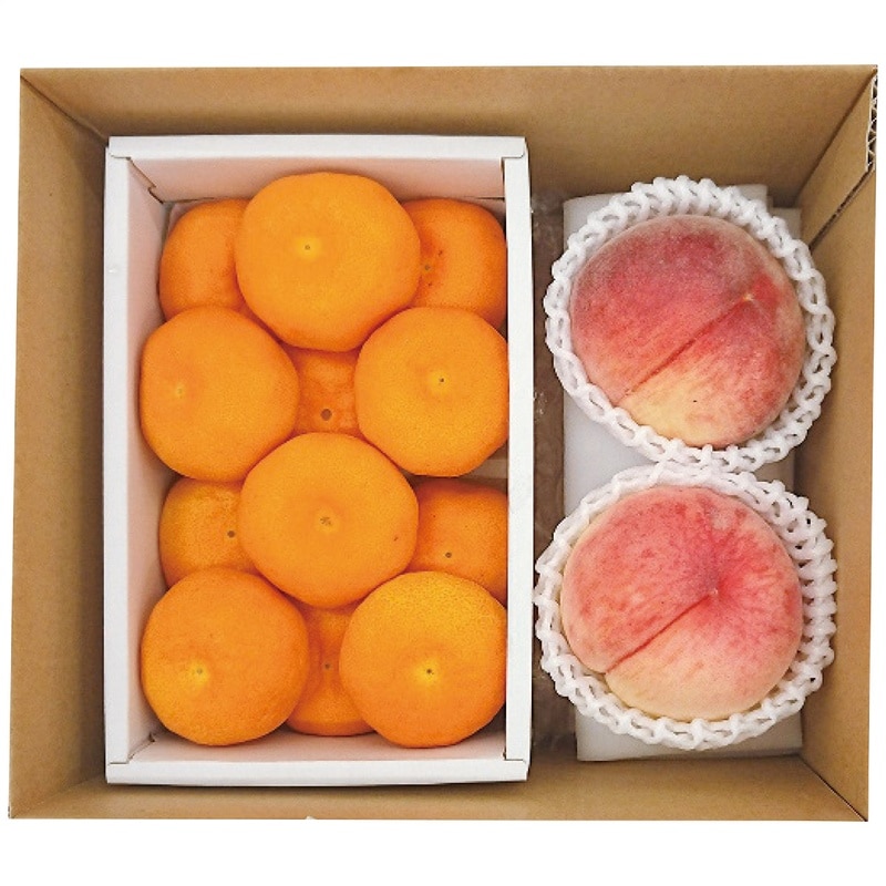 【送料込み】佐賀県産 ハウスみかん1kg＆山梨県又は長野県産 桃2玉