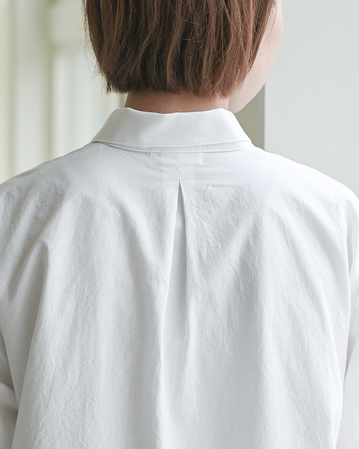 ガラスボタンのチュニック ホワイト カザグルマ クリア