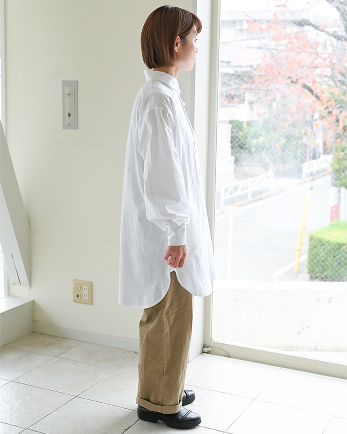 JUN OKAMOTO ホワイト ボタンアップ 長袖チュニックシャツ JUN OKAMOTO ホワイト ボタンアップ 長袖チュニックシャツ