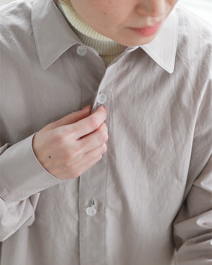 ガラスボタンのチュニック ピンク カザグルマ フロスト