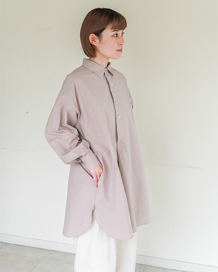 ガラスボタンのチュニック ピンク カザグルマ フロスト
