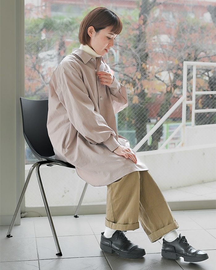 ガラスボタンのチュニック ピンク カザグルマ フロスト