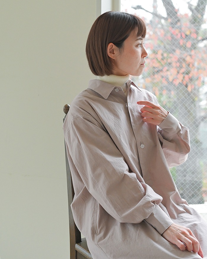 ガラスボタンのチュニック ピンク カザグルマ フロスト