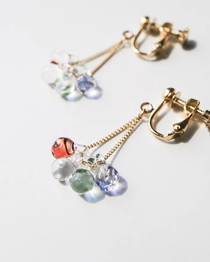 1420 スカイブルーゴールドフラワー　ハンドメイド　イヤリング 1420 スカイブルーゴールドフラワー ハンドメイド イヤリング