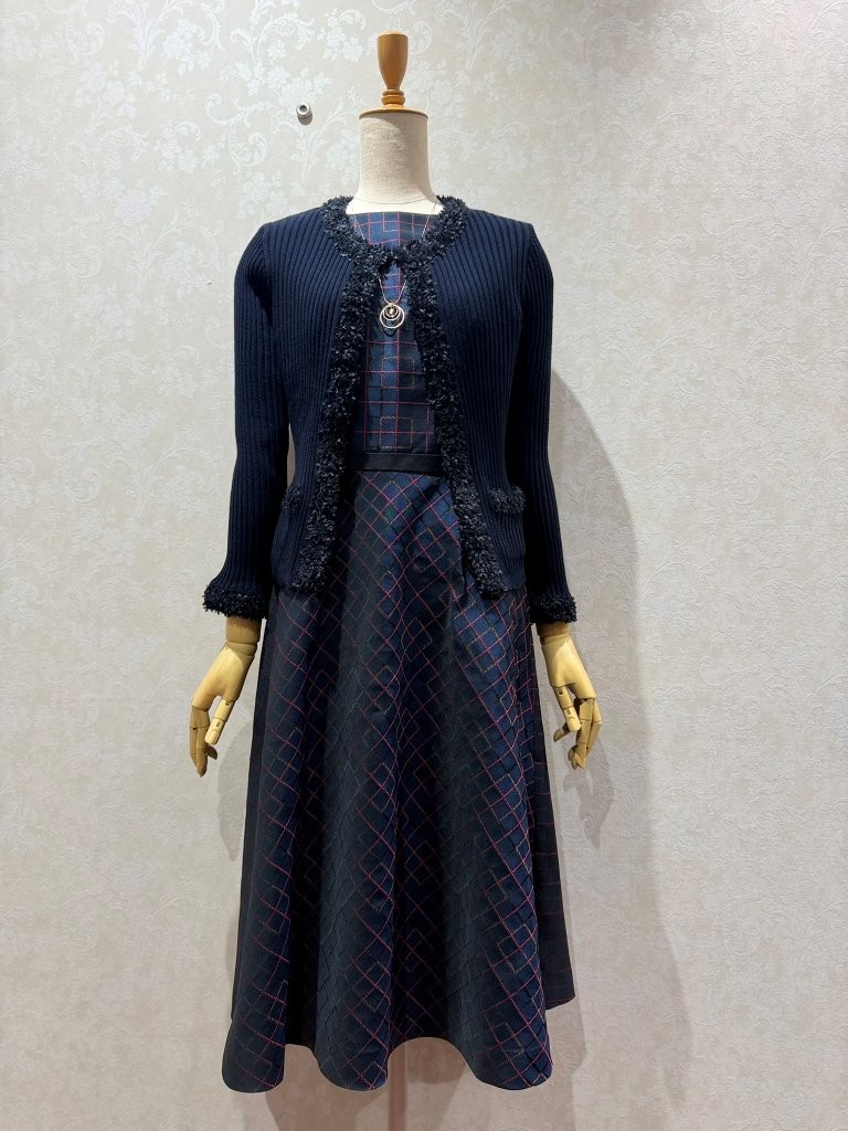 ジャガードチェックノースリーブ フレアワンピース | ワンピース