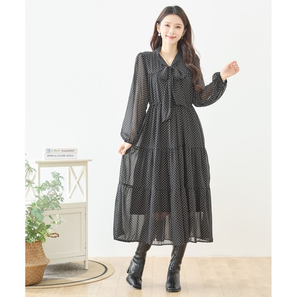 ドットボウタイロングワンピース | すべての商品 | HARMONICA-Kansai