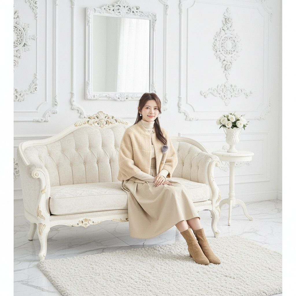 コサージュ付きふわふわニットショートコート | すべての商品