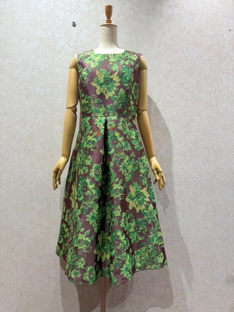 フラワージャガード センタボックス フレアーワンピース(イタリア製