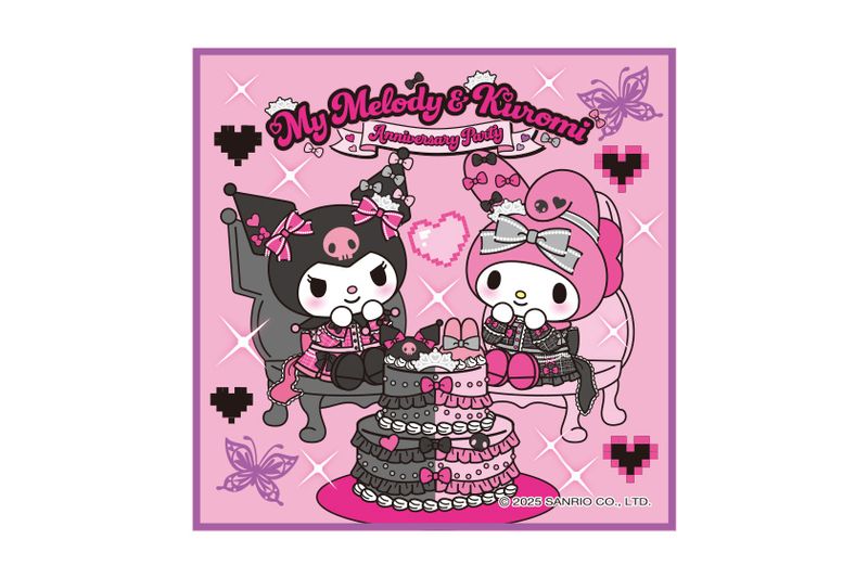 Mymelody＆Kuromi　AnniversaryParty　マイメロディ＆クロミ 　プチタオル1 