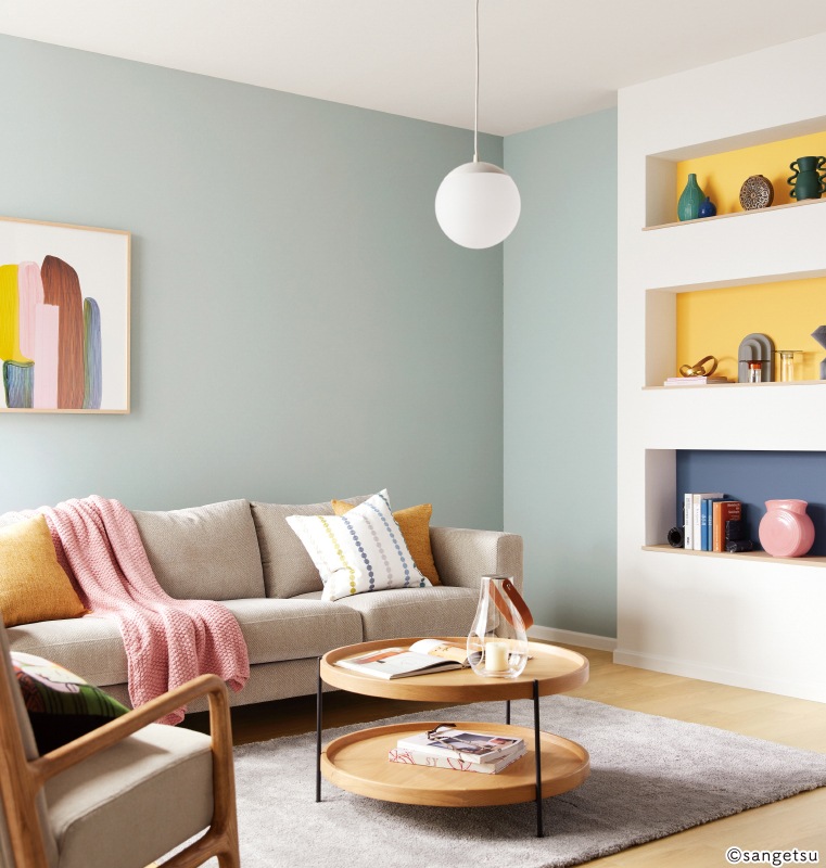 サンゲツ RE55061 パレット くすみカラー ライトグリーン 【15m/30m/道具付/道具無】選択 生のり付き壁紙 ReSERVE リザーブ セット販売（購入単位：セット）