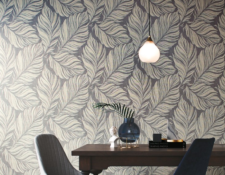 サンゲツ TH34958 パターン リーフ グレー 【15m/30m/道具付/道具無】選択 生のり付き壁紙 FAITH フェイス 2025-2028 (旧品番:TH32931) (購入単位:セット)