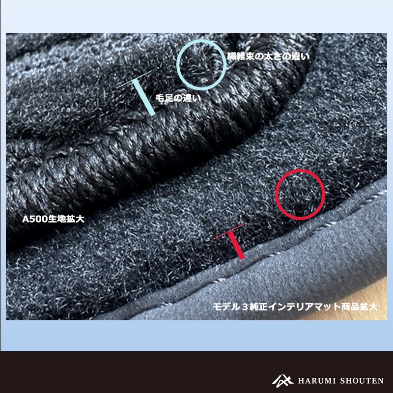 テスラ･MODEL3(モデル3) 年式2017年～レガシーモデル対応･右ハンドル･高機能三層構造高級カーフロアマット･A500生地【フットレスト部無し】