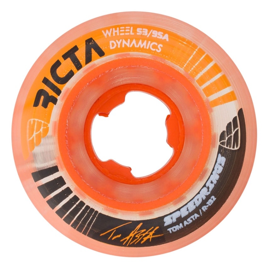 RICTA リクタ<br>53mm SPEEDRINGS ASTA SLIM 95A CLEAR ORGNGE WHEELS<br>ハードウィール(4個セット) スケートボード スケボー sk8 skateboard タイヤ ローラー 車輪 トリック スライド グラインド【2212】