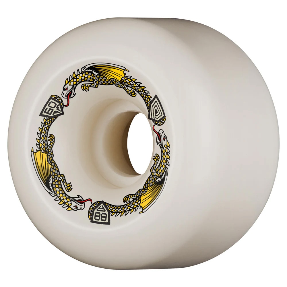 パウエル・ペラルタ POWELL PERALTA<br>60mm x 40mm DRAGON FORMULA WHITE 88A WHEEL<br>ソフトウィール 4個セット ドラゴンフォーミュラ スケートボード スケボー sk8 skateboard タイヤ ローラー 車輪 速い【2410】