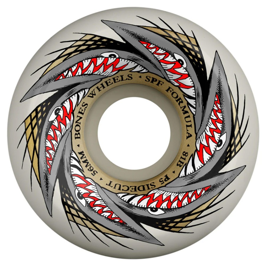 BONES WHEELS ボーンズ ウィール<br>56mm SPF POOL SHARKNADO P5 SIDECUT 81B WHEELS<br>ハードウィール(4個セット)ホワイト スケートパークフォーミュラ スケートボード スケボー sk8 skateboard タイヤ ローラー 車輪 トリック スライド グラインド【2406】