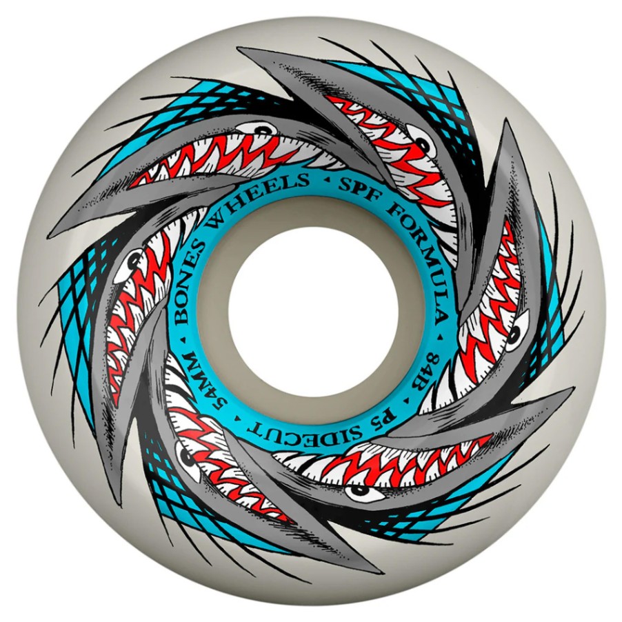 BONES WHEELS ボーンズ ウィール<br>54mm SPF POOL SHARKNADO P5 SIDECUT 84B WHEELS<br>ハードウィール(4個セット)ホワイト スケートパークフォーミュラ スケートボード スケボー sk8 skateboard タイヤ ローラー 車輪 トリック スライド グラインド【2406】