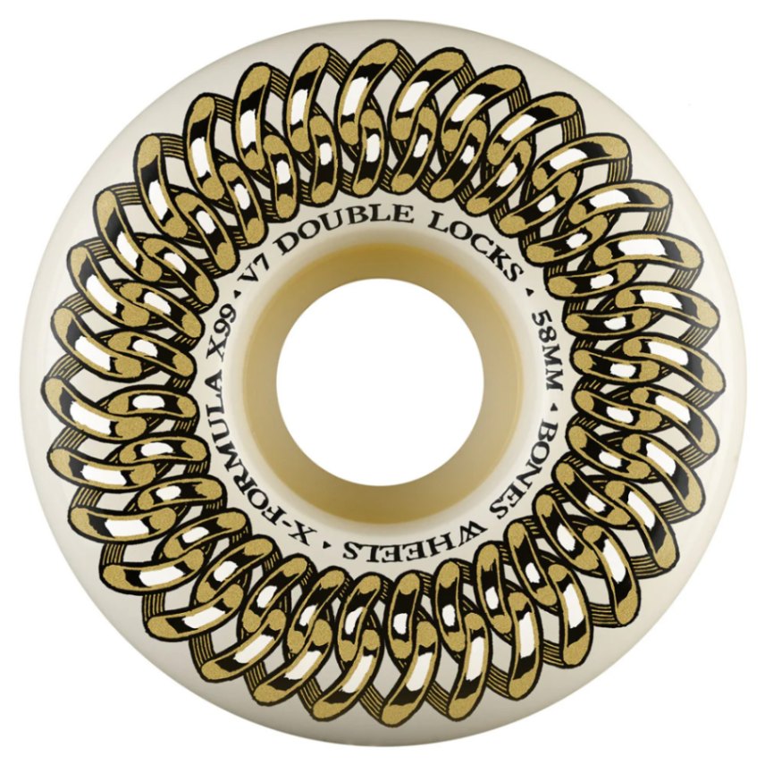ボーンズ ウィール BONES WHEELS<br>58mm X-FORMULA DOUBLE LOCKS V7 99A WHEELS<br>ハードウィール 4個セット エックスフォーミュラー X99 スケートボード スケボー skateboard タイヤ トリック【2411】