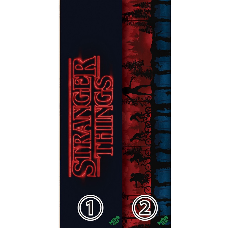 モブグリップ MOB GRIP<br>9in x 33in STRANGER THINGS TITLE/SILHOUETTES SHEET<br>グリップテープ ストレンジャー・シングス コラボ デッキテープ スケートボード スケボー sk8 skateboard【2206】