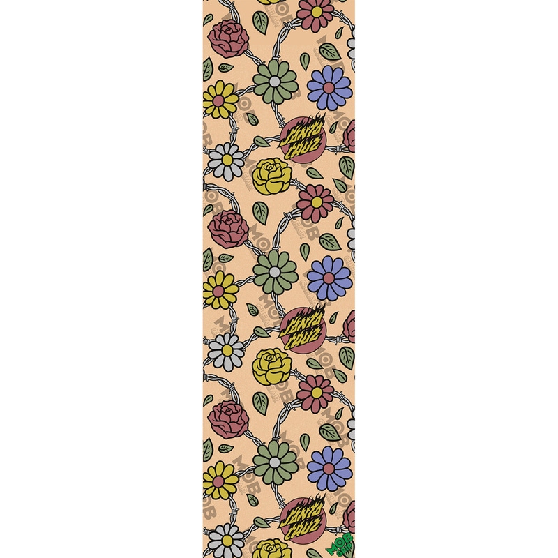 モブグリップ MOB GRIP<br>9in x 33in SANTA CRUZ BARBED FLORAL CLEAR SHEET<br>グリップテープ クリア デッキテープ サンタクルーズ かわいい スケートボード スケボー sk8 skateboard【2303】