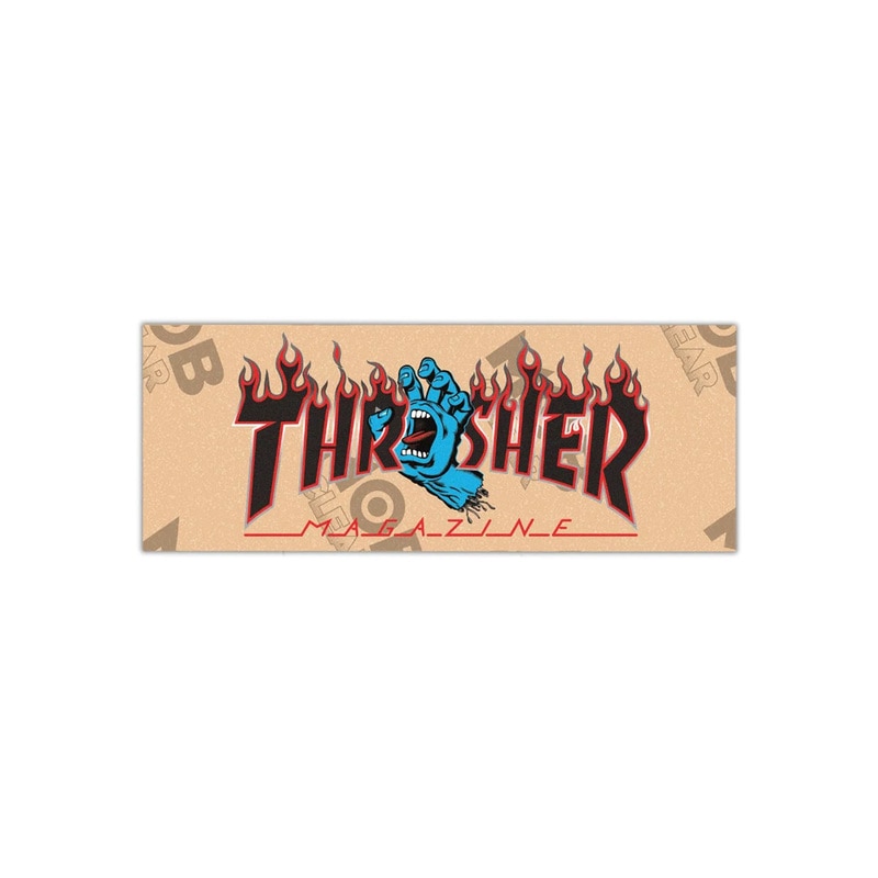 モブグリップ MOB GRIP<br>9 x 3.25inch THRASHER X SC SCREAMING FLAME LOGO CLEAR SHEET<br>グリップテープ クリア デッキテープスラッシャー コラボ スクリーミングハンド スケートボード スケボー sk8 skateboard【2310】
