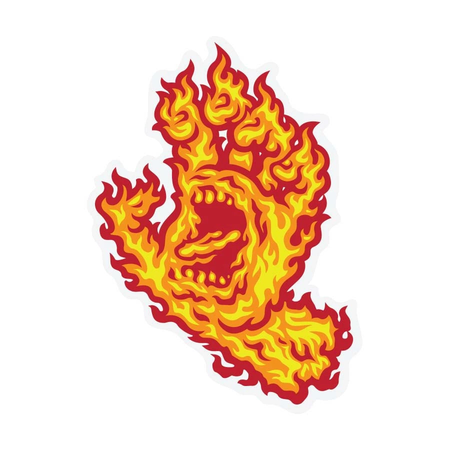 サンタクルーズ SANTA CRUZ<br>4.375in x 6in FLAME HAND STICKER<br>ステッカー スクリーミングハンド デカール シール スケートボード スケボー ストリート sk8 skateboard