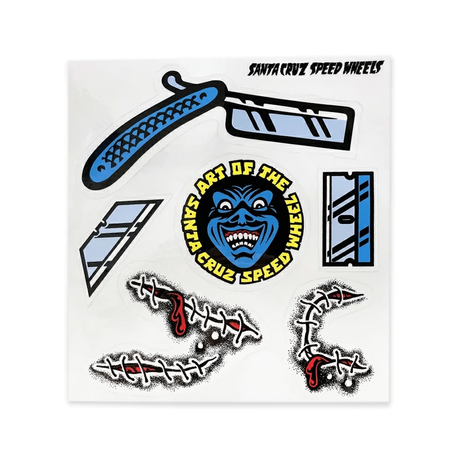 サンタクルーズ SANTA CRUZ<br>7in x 7.5in SW CUTTER STICKER SHEET<br>ステッカー スピードウィールズ デカール シール スケートボード スケボー ストリート sk8 skateboard