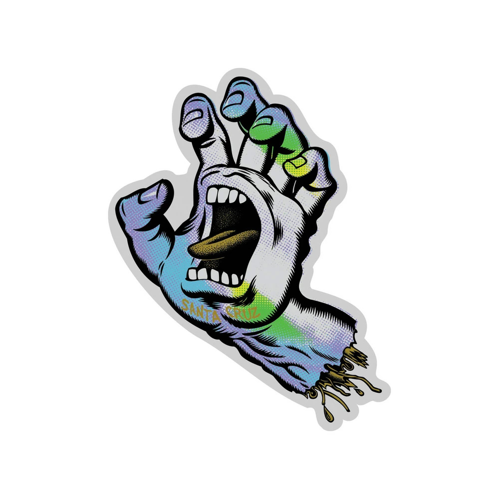 サンタクルーズ SANTA CRUZ<br>3.125in x 4in HOLO SCREAMING HAND STICKER<br>ステッカー デカール シール スクリーミングハンド スケートボード スケボー sk8 skateboard